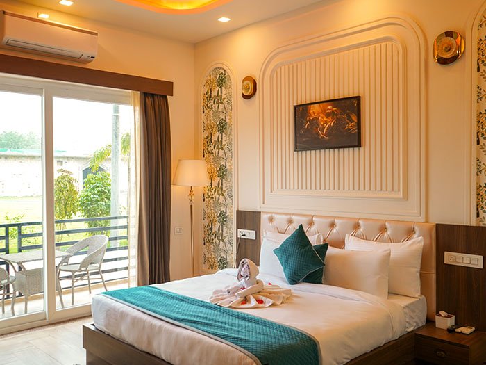 Oak Premium room at The Lychee with warm interiors