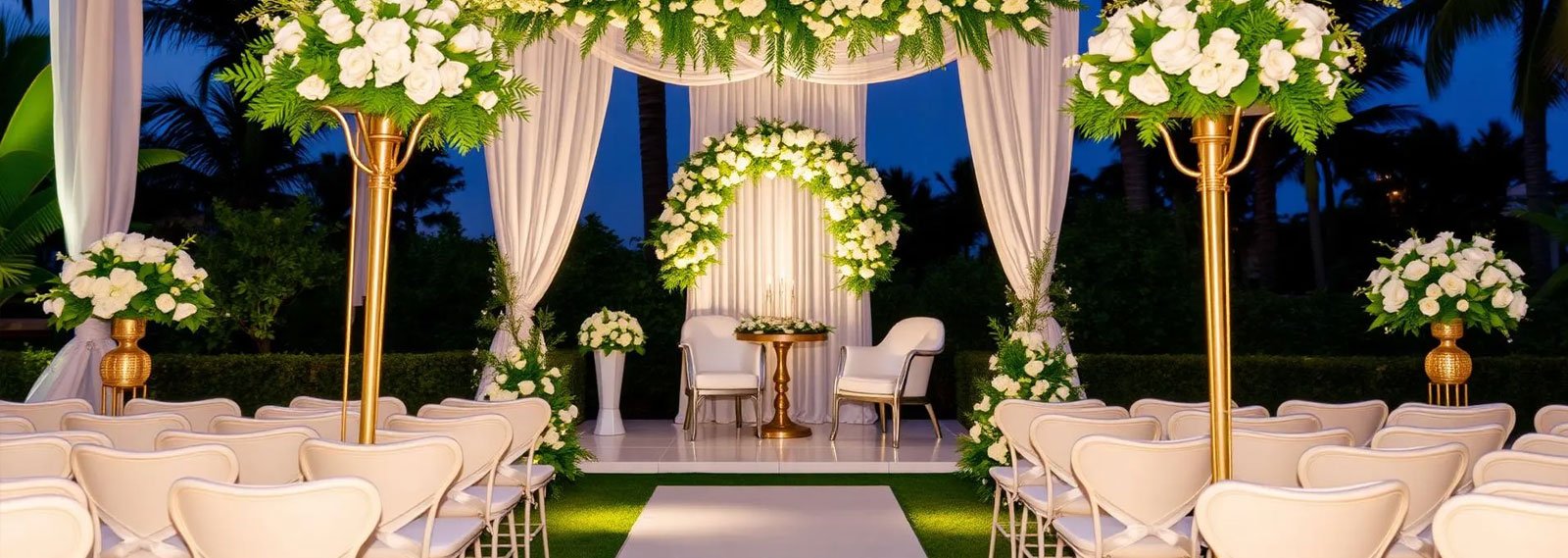 Wedding ceremony setup on the lawn at The Lychee